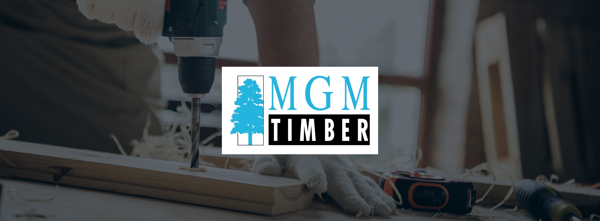 MGM Timber logo in front of a woodworking image