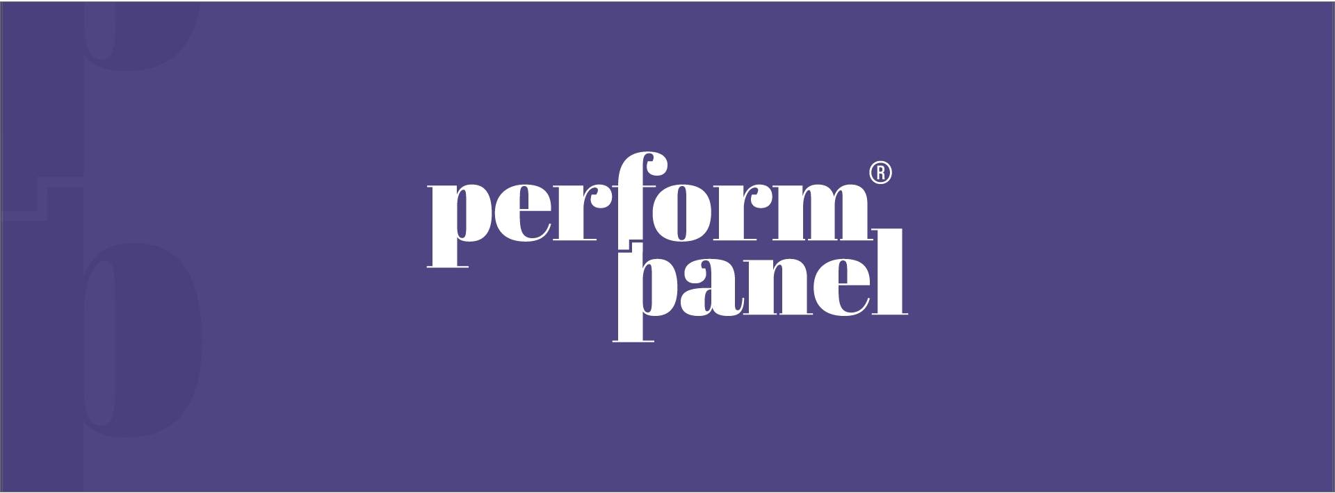 Perform Panel white logo on a purple background